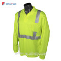 Wholesale Hi-Viz Long Sleeve Reflective Safety Work Polo Shirts With Moisture Wicking Birdseye Mesh